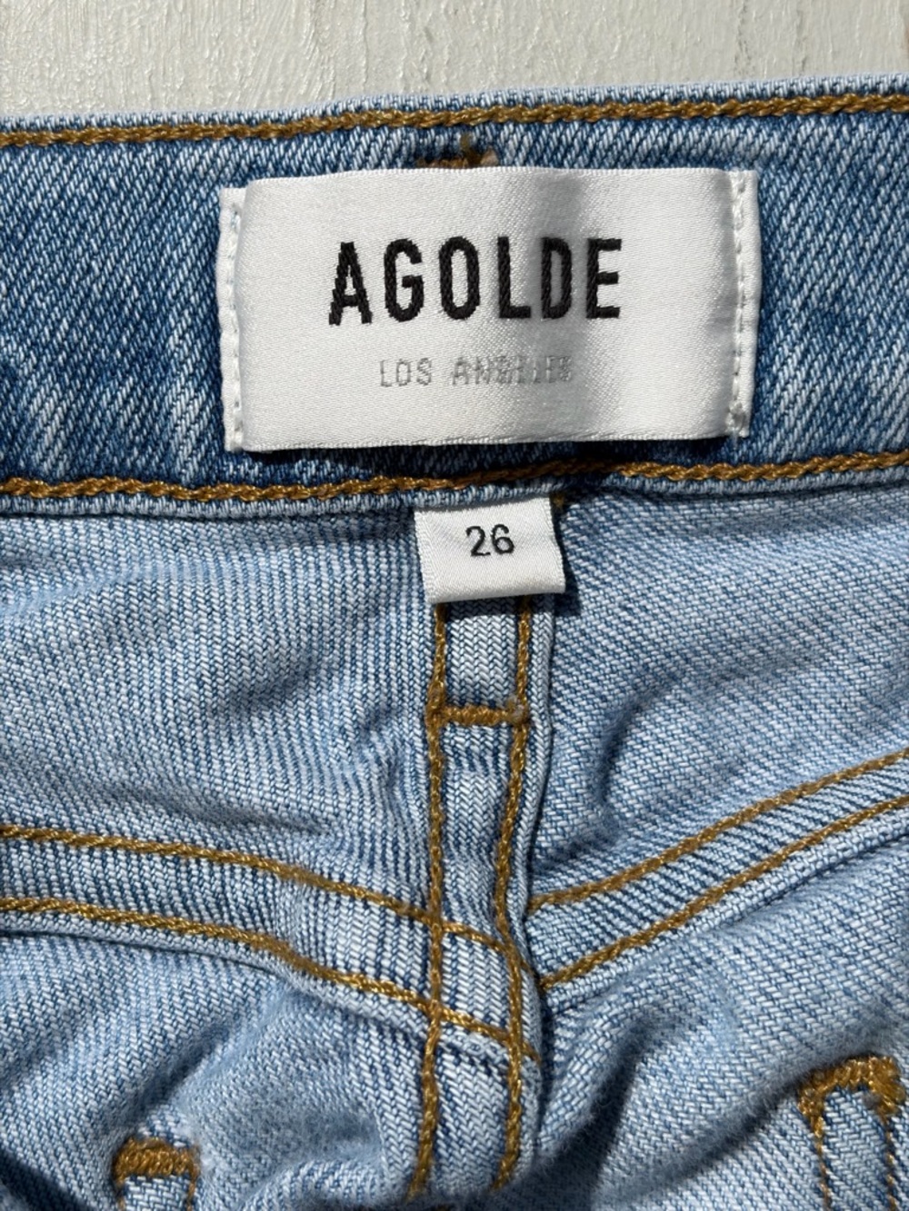 Women's AGOLDE Jeans Blue Straight 26 Distressed‎ Rock Denim City Modern Button